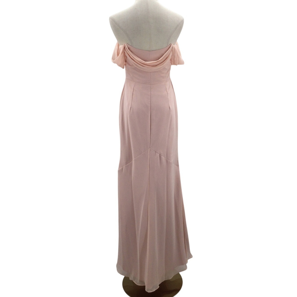 AW BRIDAL 4 S pearl pink chiffon cowl neck bridesmaid party maxi dress NEW B26 - Picture 2 of 7